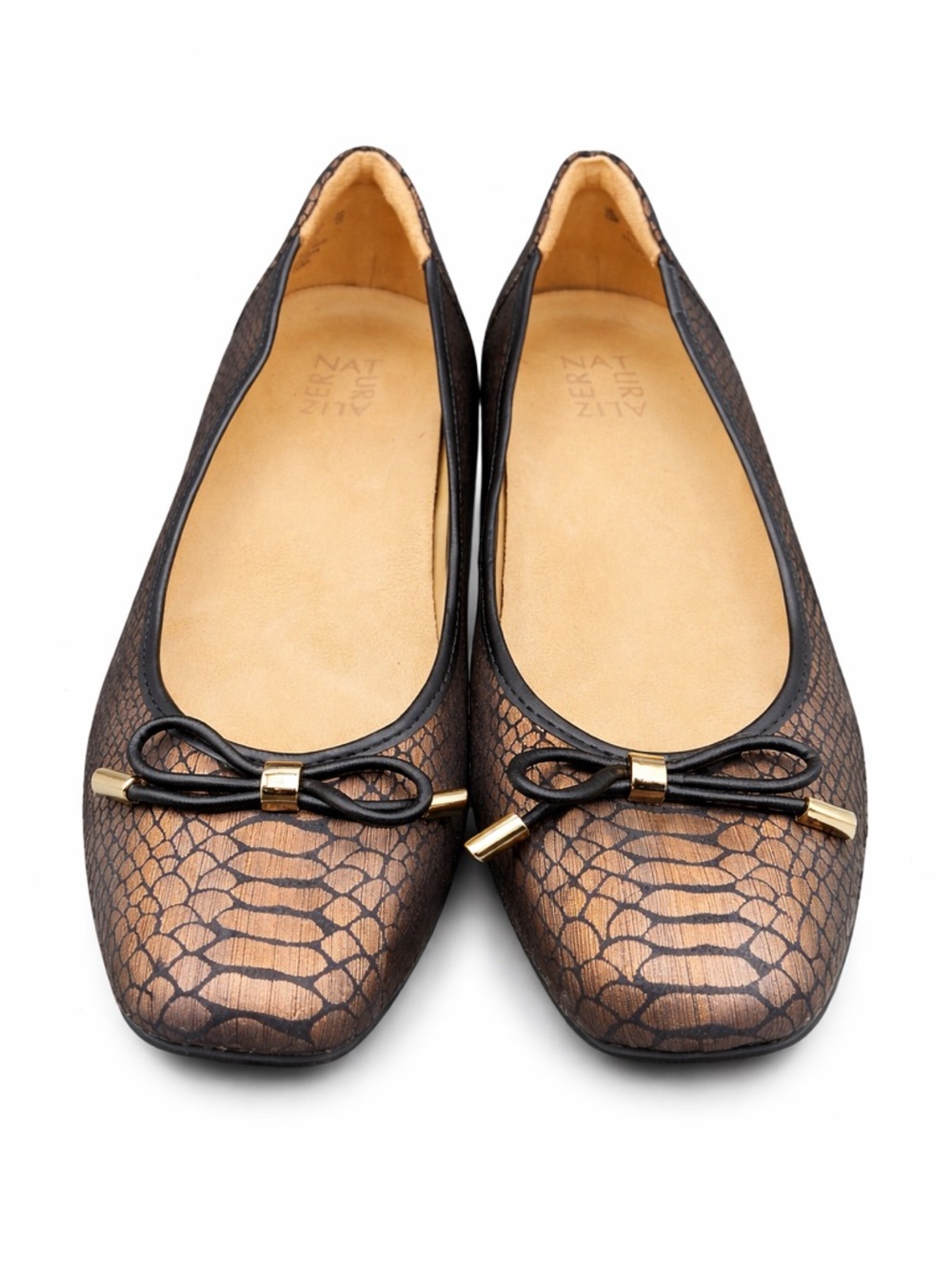 Snake Print Ballet Flats Coquette Balletcore Y2K Euro Chic Square Toe- Size 10